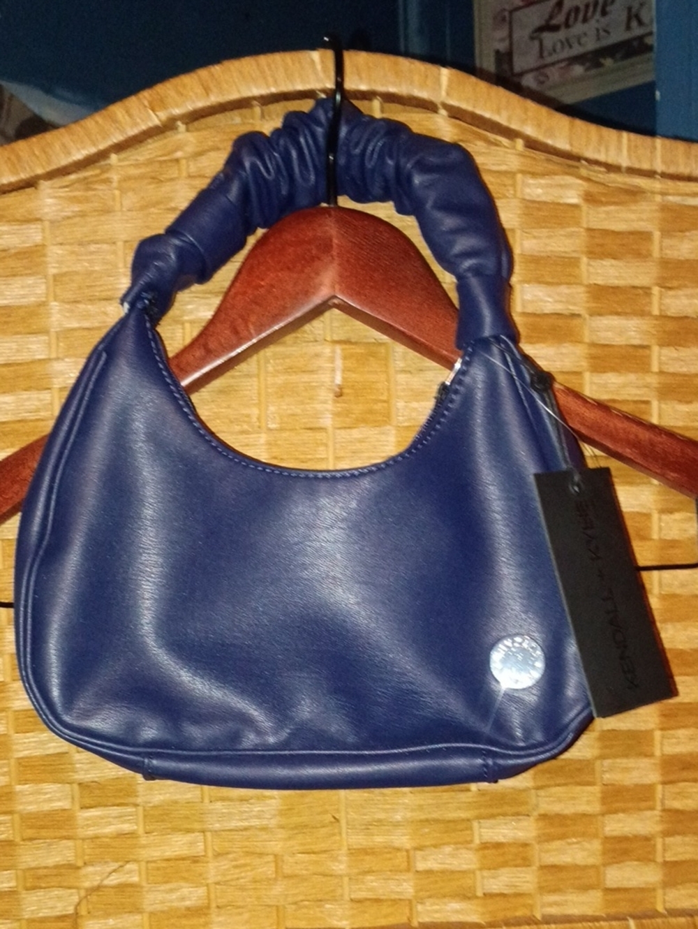 Kendall & Kylie Deep Navy Ruched-Handle Shoulder Bag